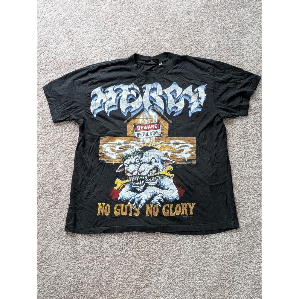 Hellstar No Guts No Glory T-Shirt Black Mens Large NWT NFC Authentication